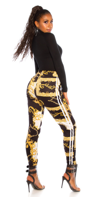 thermo Pants with chain pattern Black